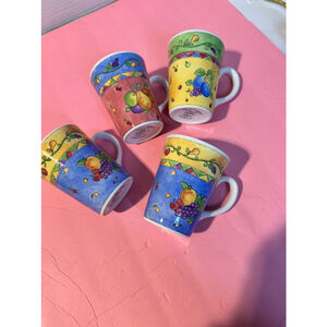 Sango Mugs Set of 4 Multicolor Fruit Design